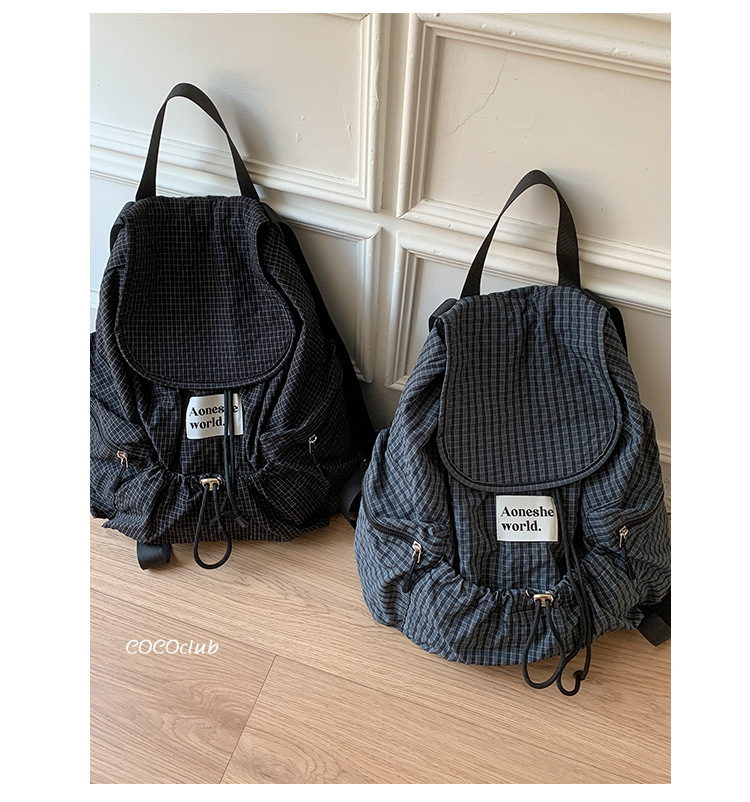 Free shipping designer Nylon Plaid Backpack for Women Niche Design 2025 New Large Capacity School Bag Lightweight Travel Korean Style Backpack