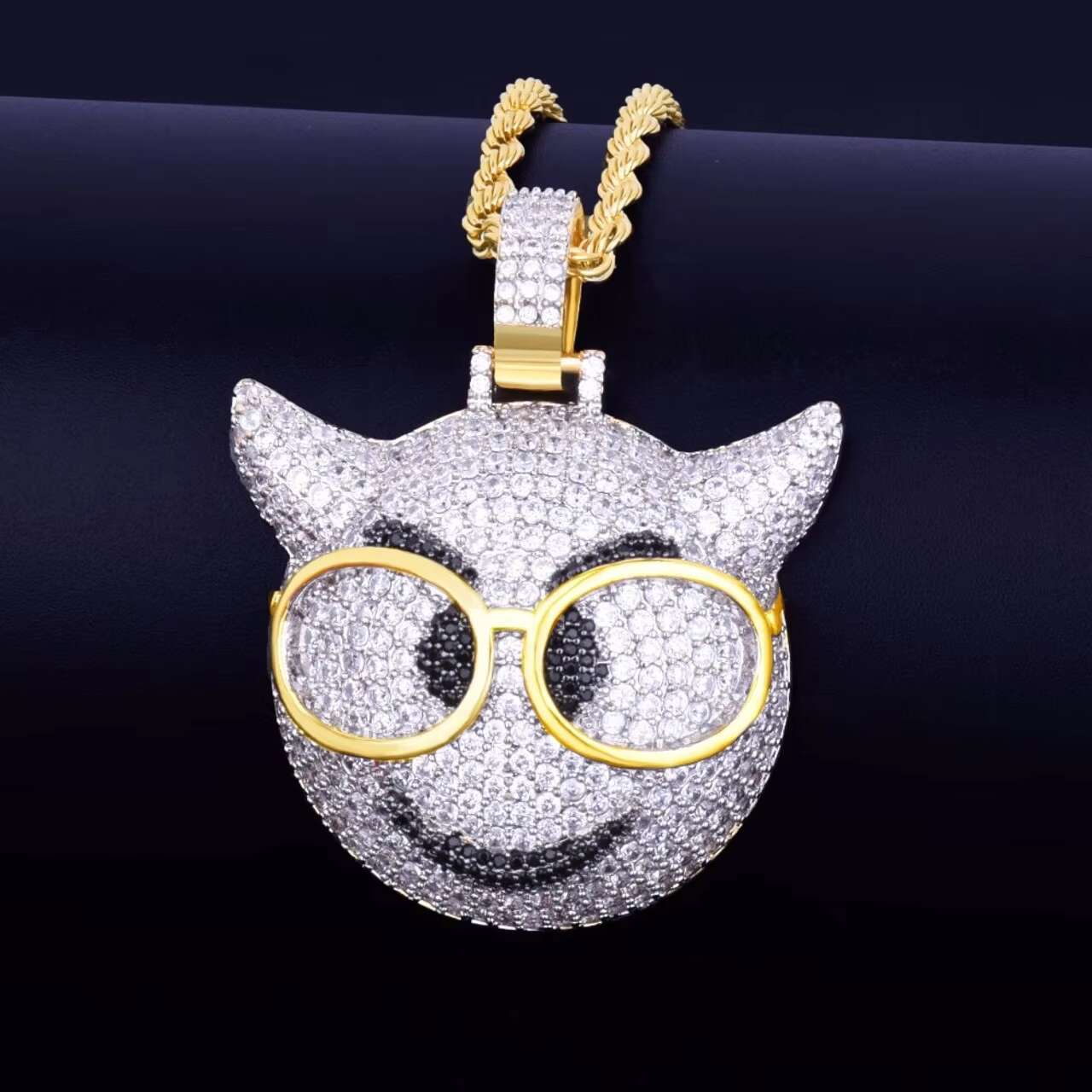 Luxury 18k Gold and .925 Silver Little Devil Face Moissanite Pendant Iced out Hip Hop Style
