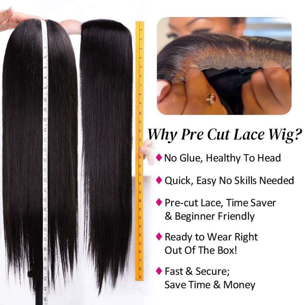 13x6 Straight Front 360 Frontal HD Transparent Lace Wigs For Women Human Hair 5x5 Closure Wig Brazilian 36Inch
