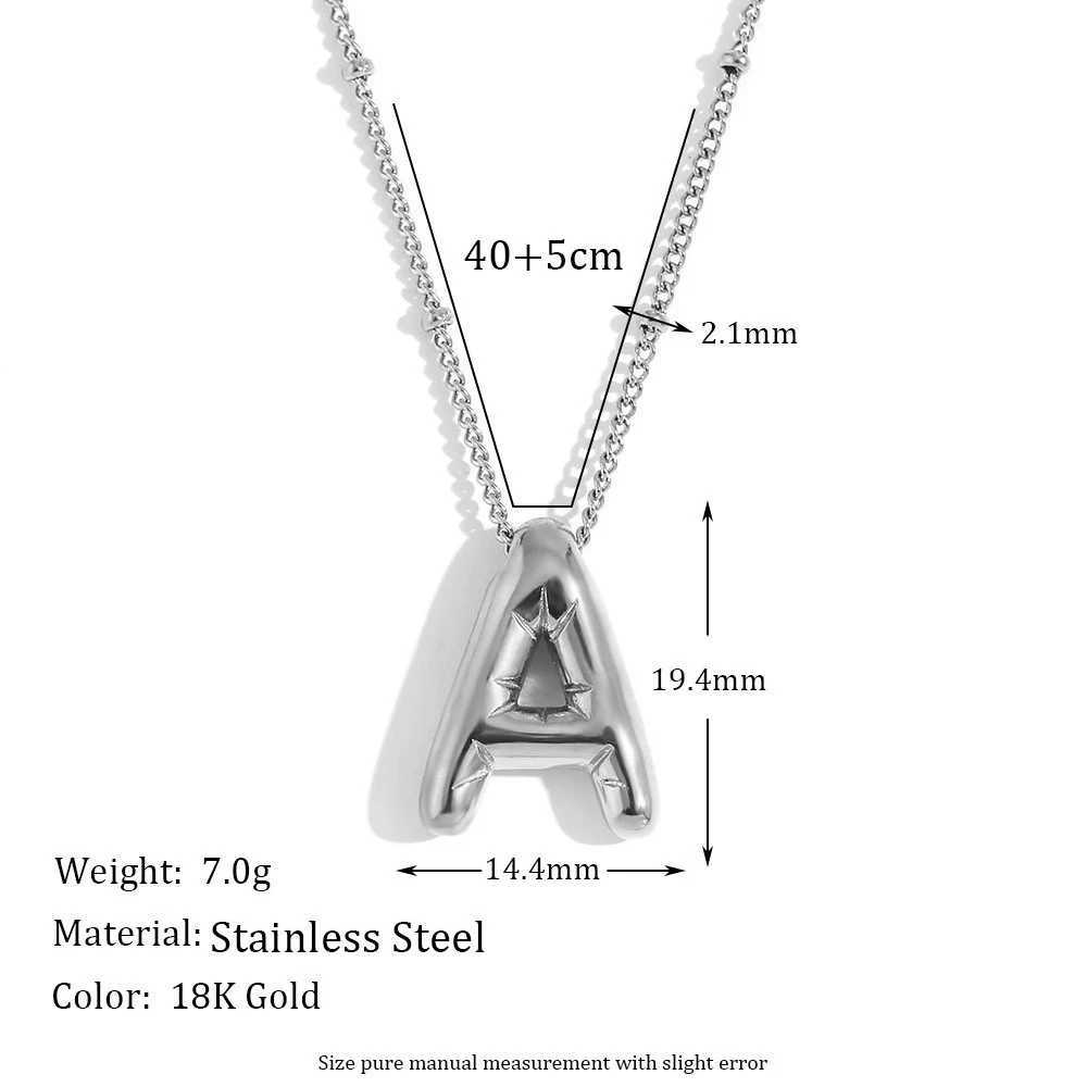 Party Balloon Bubble Alphabet Letter Pendant Necklaces for Women Silver Color Stainless Steel Initials Name Customized Jewelry W250618