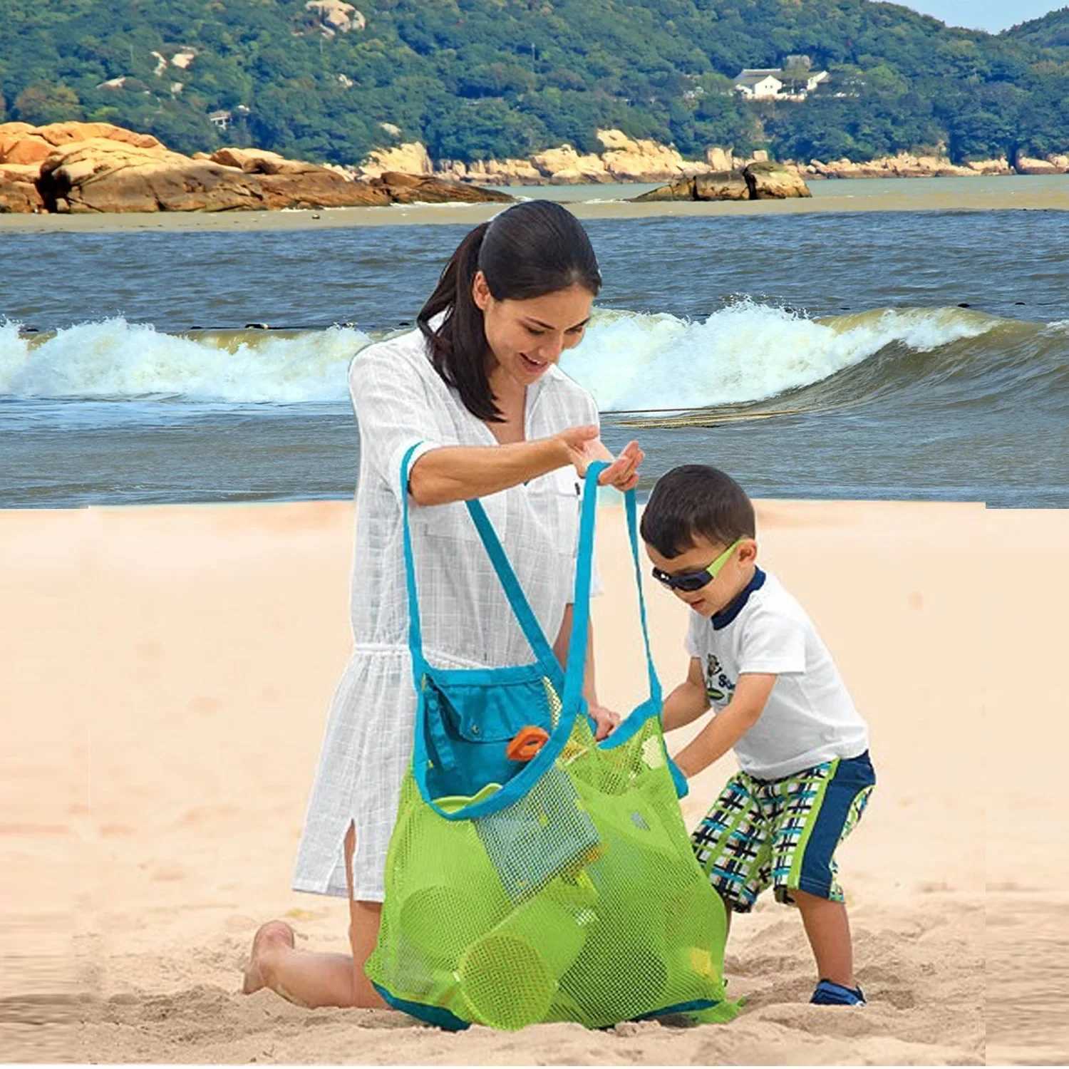 Beach Mesh Bag Children Sand ay Protable Kids Beach Toys Clothes Bags Toy Storage Sundries Organizers Bag Cosmetic Makeup Bags B250618