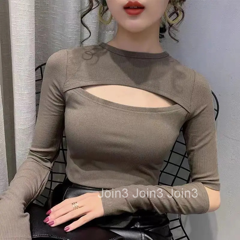 Plain Woman T-shirt Green 2025 Black Cotton Tshirt Women Clothing Old Long Top for Sleeve Aesthetic New in Novelties Fitted Tee