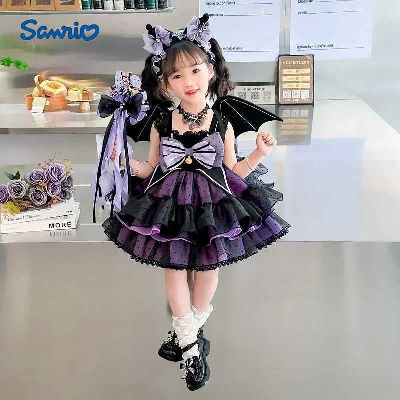 Sanrio Anime Sanrio Hello Kitty Kuromi Childrens Dress CosPlay Academy Style Pleated Skirt Girl Princess Clothes Girl Birthday GiftXJ250618