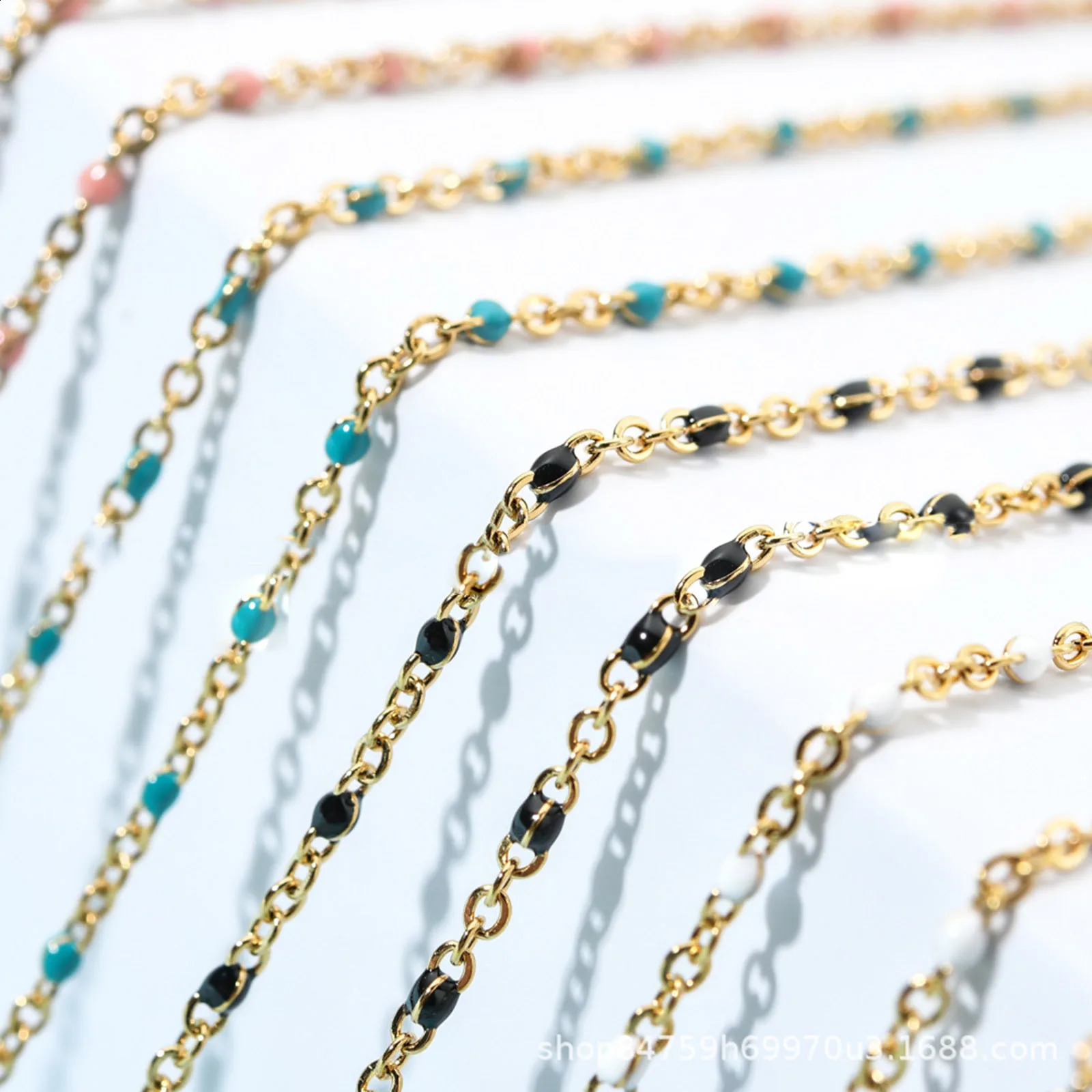 Fashion Colorful Enamel Beads Anklet Gold Color Stainless Steel Chain Bracelet For Women Summer Beach Foot Jewelry 23cm 250606