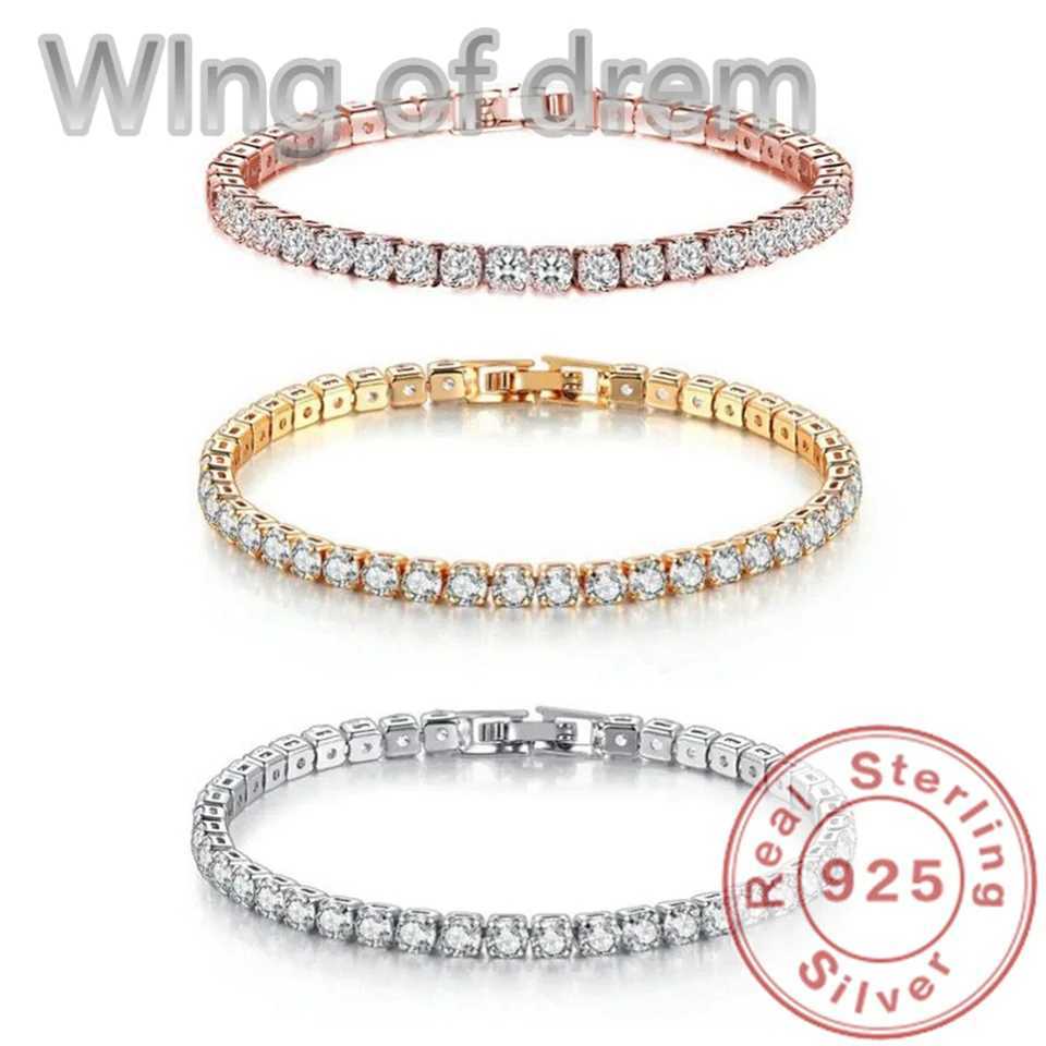 Dazzling 925 Sterling Silver Tennis Bracelet Rose Gold Shining Cubic Zirconia Bracelet Wedding Jewelry Gift W250618