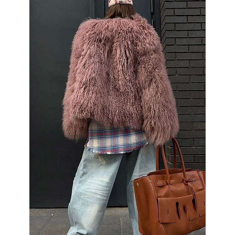 Exaggerated Solid Faux Fur Coats Women Vintage Plush O-neck Warm Open Coat Female Winter Elegant Chic High Street Outwear