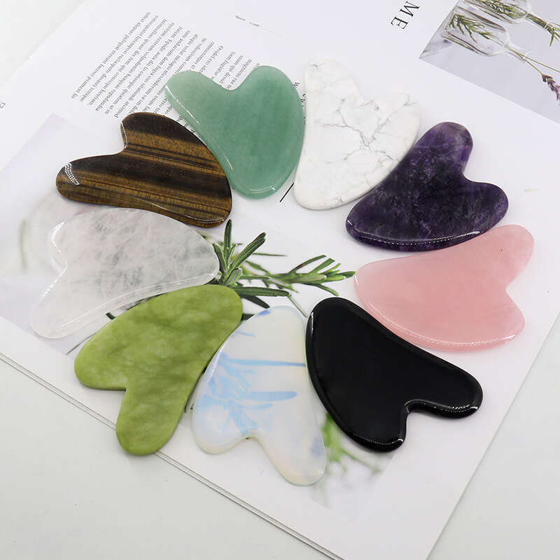 Rose Quartz Jade Guasha Board Pink Natural Stone Arts And Crafts Scraper Gua Sha Tools For Face Neck Back Body Acupuncture Pressure Therapy Tablero De