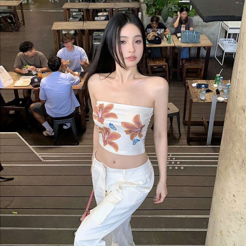 Summer New Women's Fashion Street Style Floral Print Sexy Crop Tube Top B5