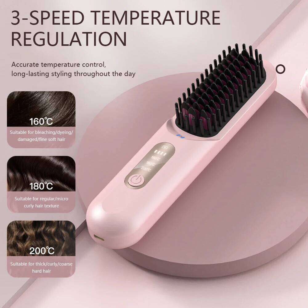 Cordless Straightener Brush Multi Modes Curling Flat Iron For Hair Salon/Home