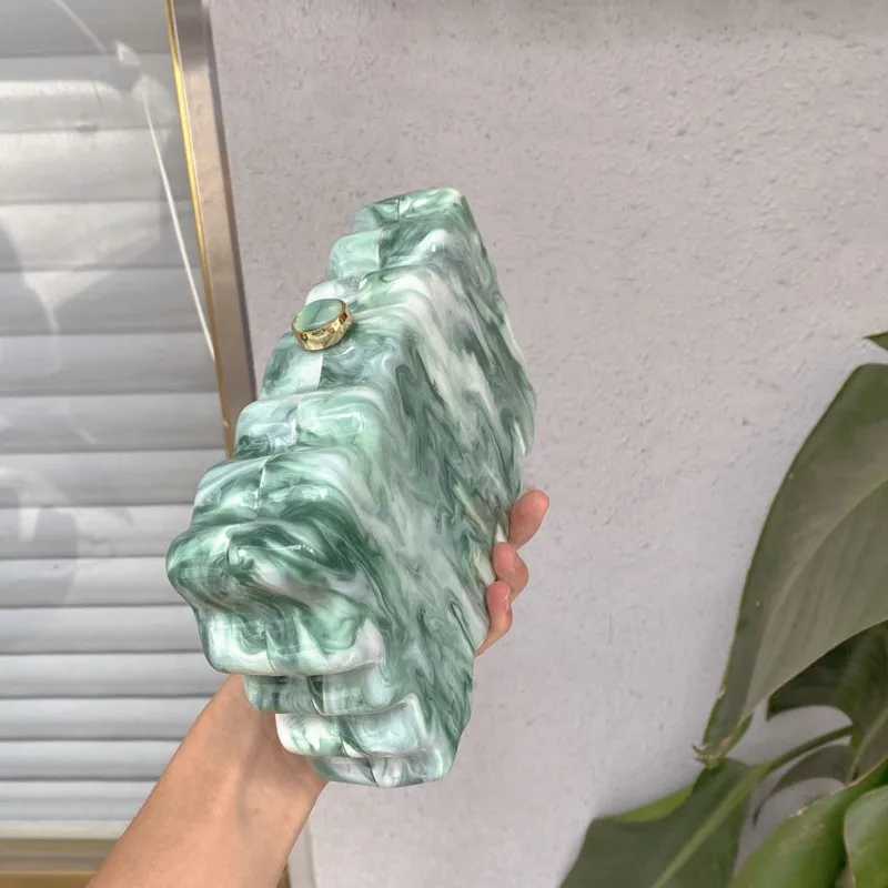 2024 New Womens Clutch Bag Summer Evening Party Lemon Wavy Marble Print Handbag Ladies Metal Chain Shoulder Bag Z250618