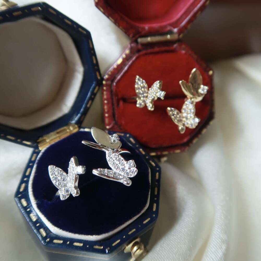 New Playful Butterfly Inlaid Zircon Ring for Women Fashion Street Style Trendy Light Luxury Versatile High-end Jewelry
