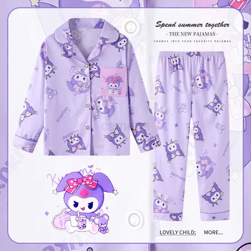 Sanrio Sanrio Mascots Children Pajama Sets Casual Fashion Print Comfortable Breathable Kids Sleepwear Set Suitable for Autumn Winter XJ250618XJ250618