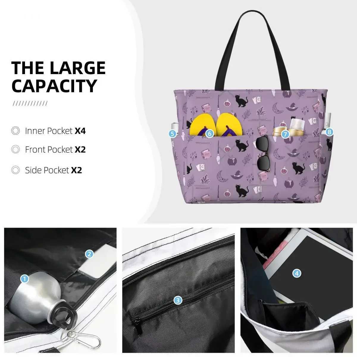 Witch Pack Beach Travel Bag Tote Retro Practical Out Shoulder Multi-Style Pattern W250618
