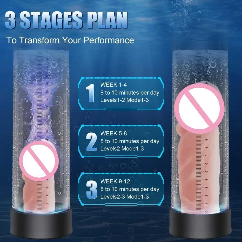 Electric Penis Pump Sex Toy for Men Masturbator IPX7 Waterproof Adult Male Penis Enlargement Vacuum Pump Penile Enhancer Exerciser W250618