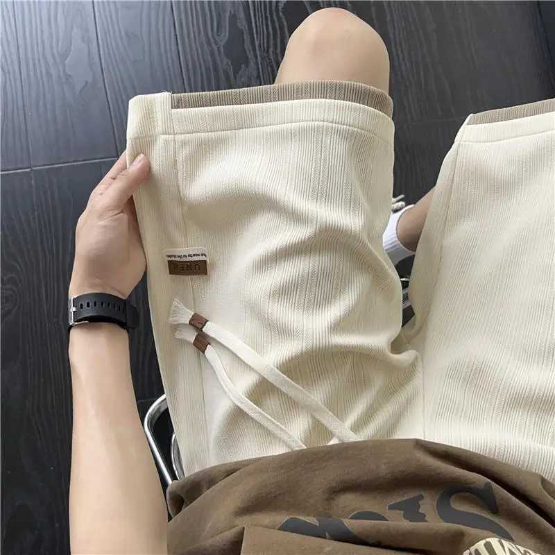 Fake Two-piece Ice Silk Men Summer Thin 2025 New Loose Casual Sports Trousers XJ250618