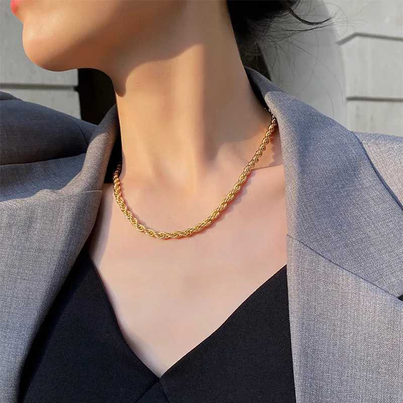 5mm stainl steel Gothic metal Twisted rope Chain Necklaces Simple mens and wens necklaces Jewelry wholesC250617