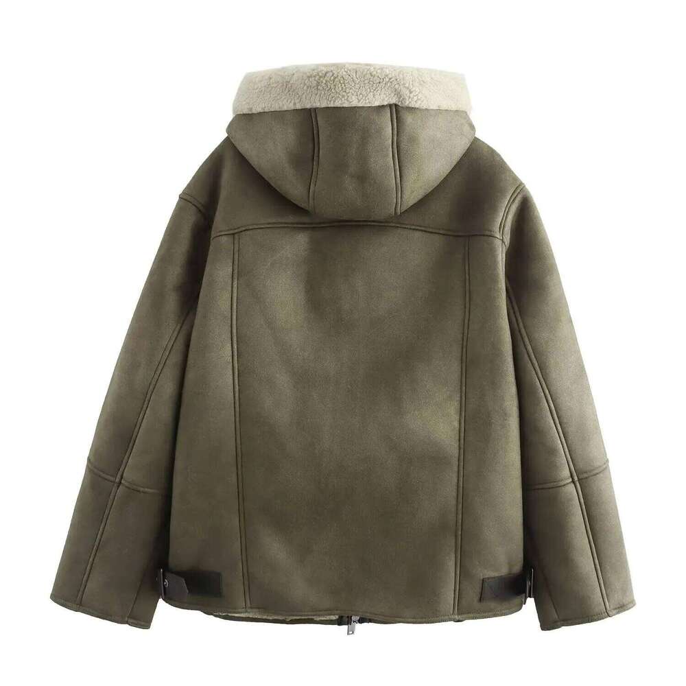 Double Face Hooded Jackets For Zip Padded Plush Women Outerwears Winter Coat Female Long Sleeve Women's Jacket