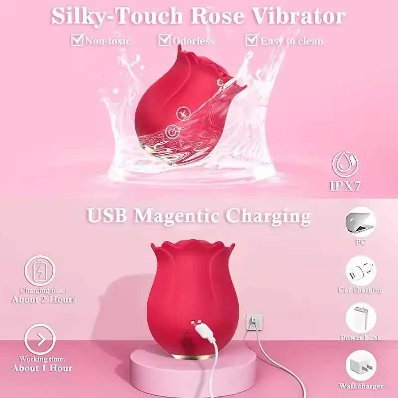 Rose G Spot Vibrator Female Powerful Sucking Clitoris Stimulator Vacuum Suction Nipple Massager Masturbation Sex Toys for Women XJ250618