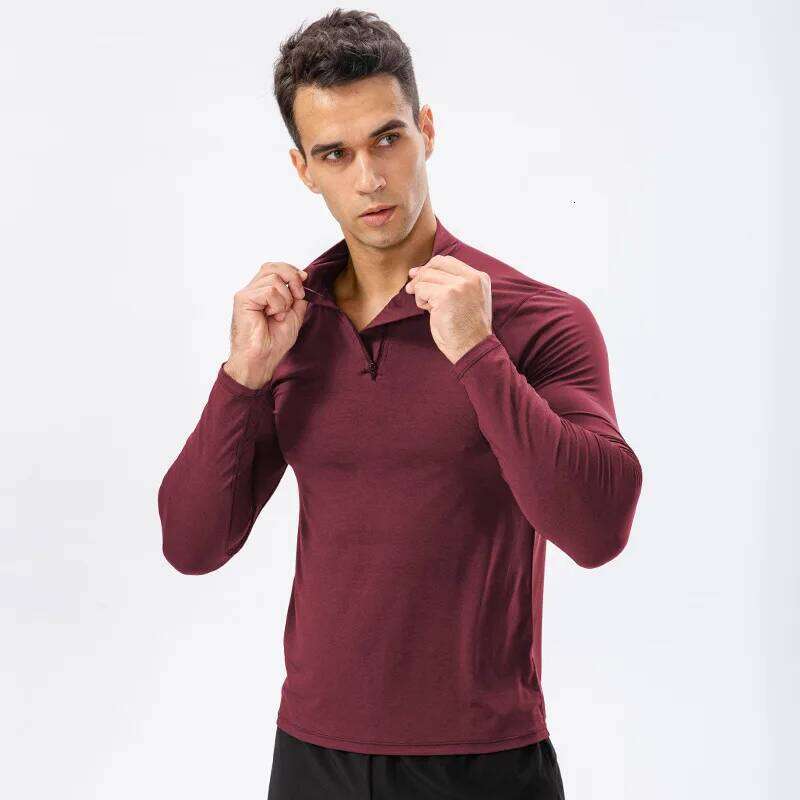 Men's Quick-Dry Long-Sleeve Running Shirts for Autumn Fiess, Ustad Training Sweatshirt with Half-Zip, Base Layer Underwear