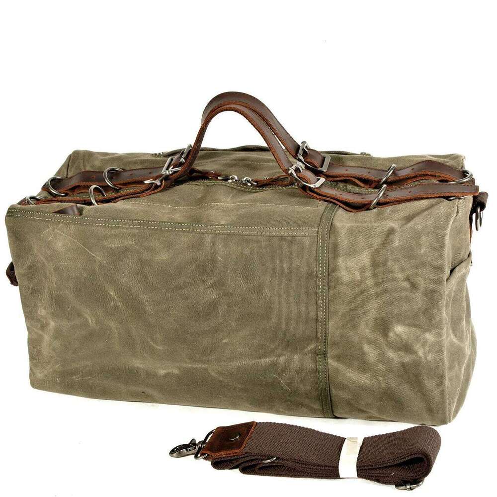 military style do old thick oil wax canvas carryon duffel large capacity outdoor sports retro travel bag