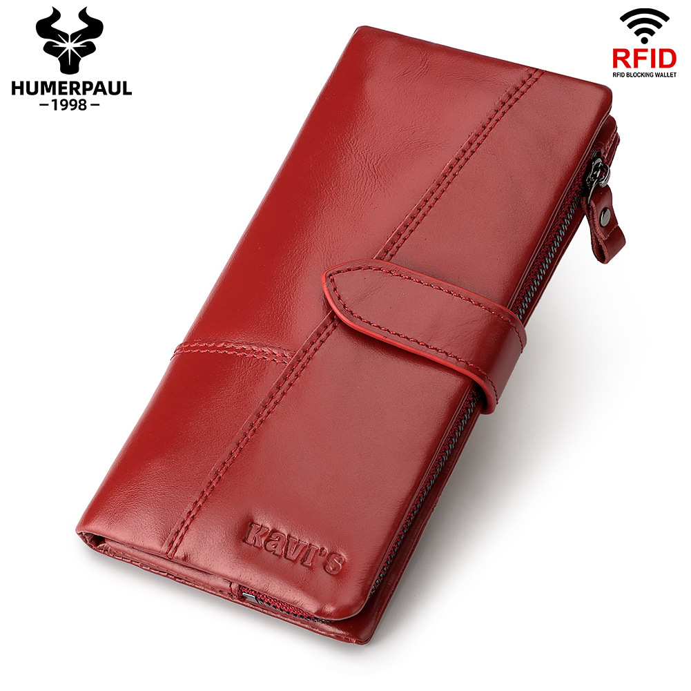 Free Luxury Bag Delivery Designer Fashion Phone Bag First Layer Cowhide Multi Card Slot Handbag Casual Coin Wallet Women's Genuine Leather Long W