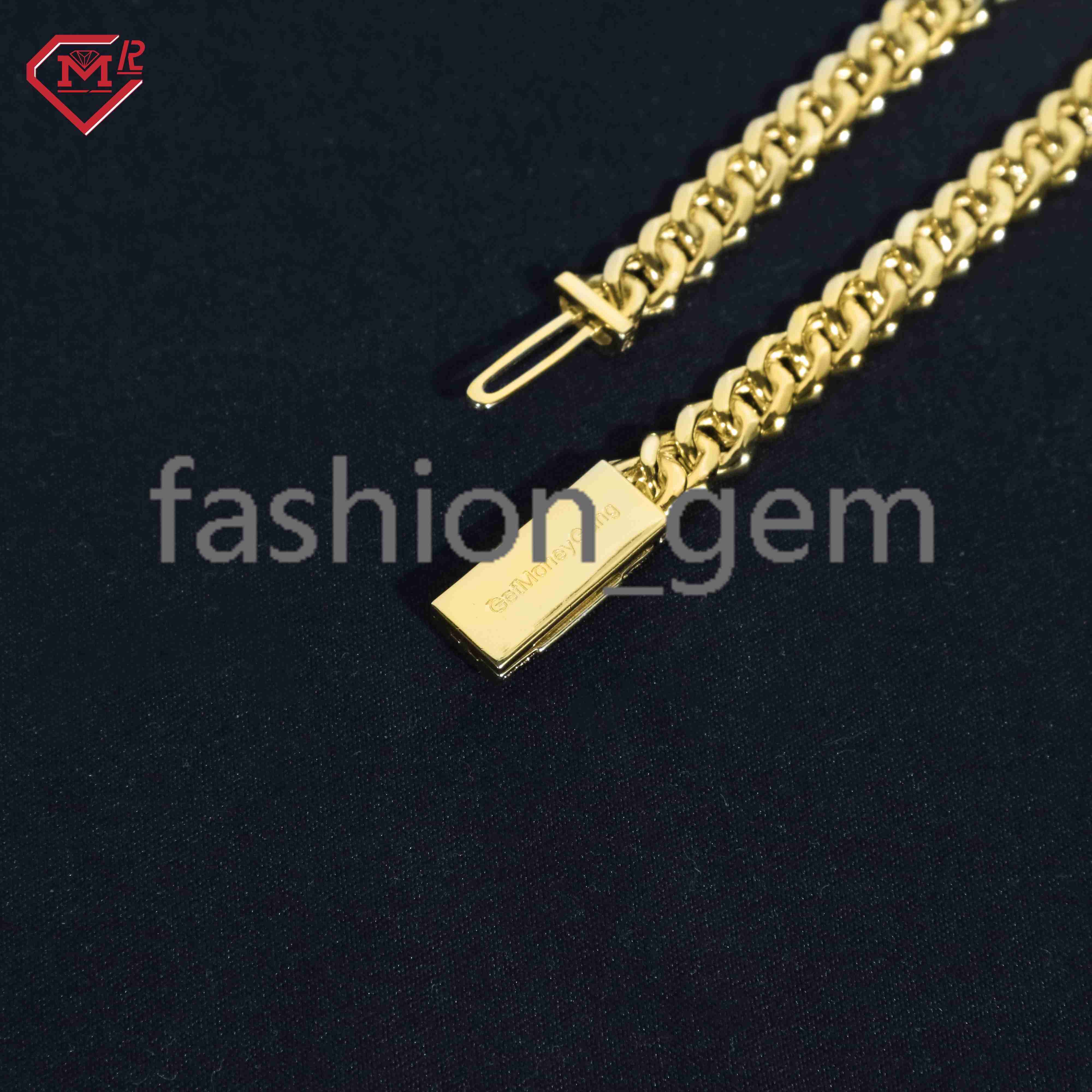 Custom Moissanite Cuban Chain 2 Row 10K Gold Iced Out Hip Hop Moissanite Cuban Link Chain