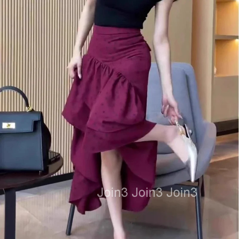 Woman Skirt Midi High Waist Purple 2025 Trend Aesthetic Clothing Sales Luxury Elegant Stylish Casual Harajuku V Skirts for Women