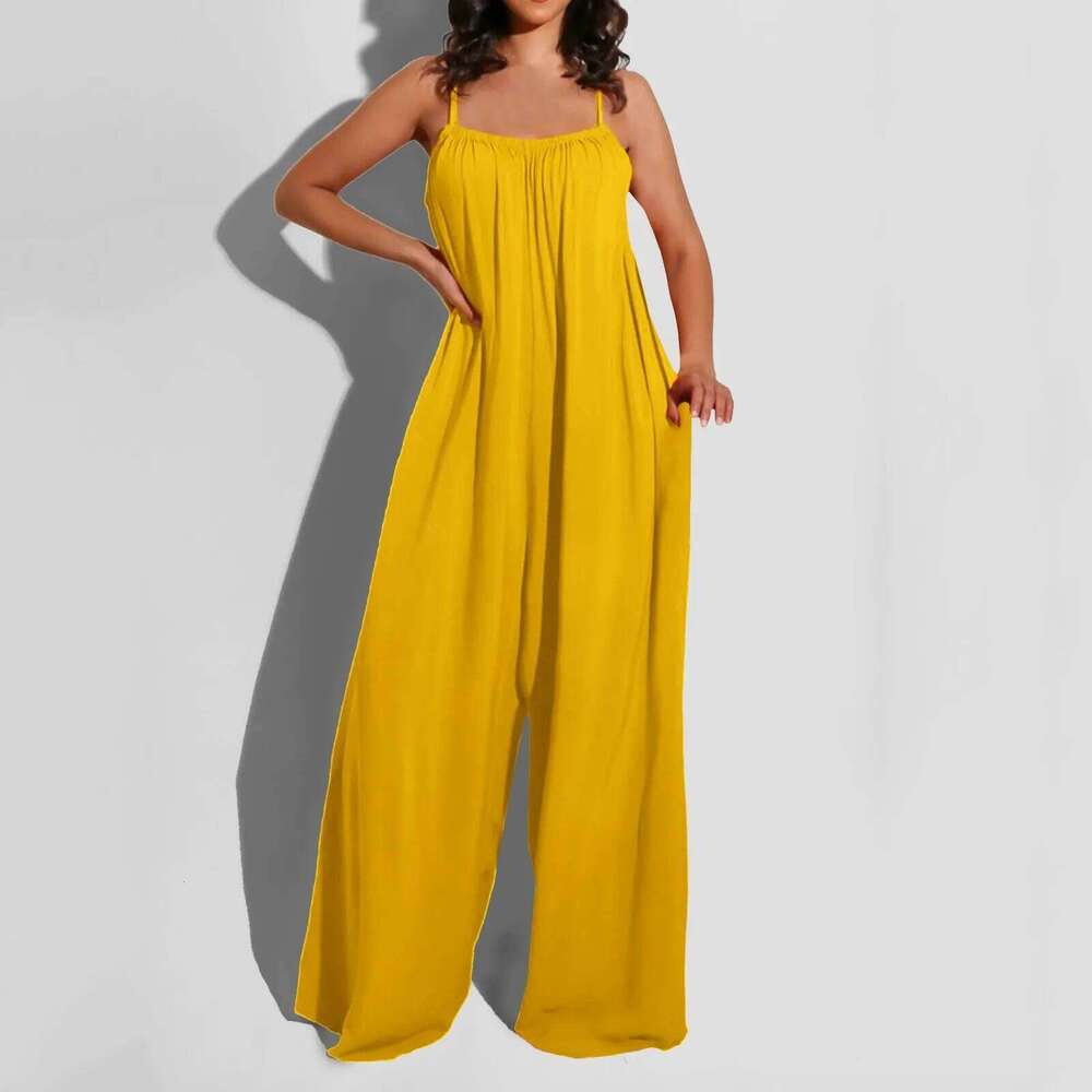 Wear Summer Sexy Backless Suspender Wide Leg Pants Casual Loose Elegant Women Straps Jumpsuit