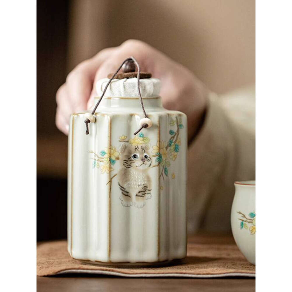 Medium Ceramic Pet Urn for Cats and Dogs - Moisture - Proof Sealed Storage