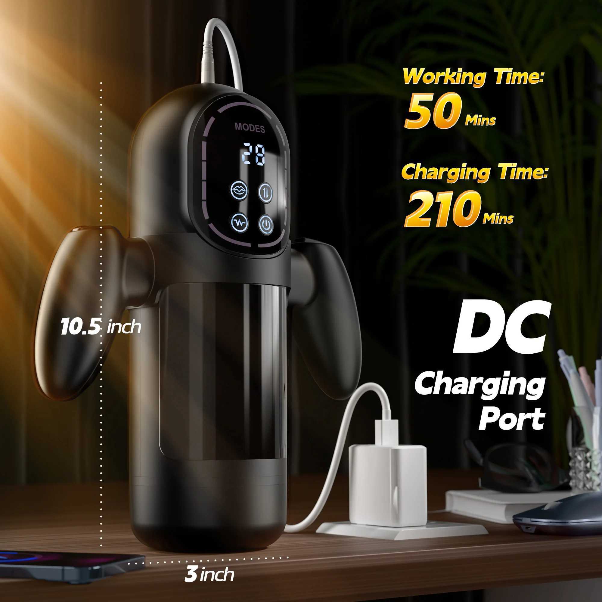 Automatic Sucking Telescopic Male Masturbator 3D Textured Penis Pump Male Vibrator Blowjob Sex Machine with LCD Display and Handle W250618