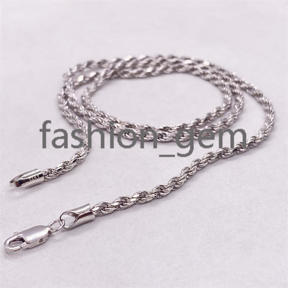 3MM/5mm Men Women Silver Rope Chain Fine Jewelry 925 Sterling Silver Twist Rope Chain Necklace for Gifts