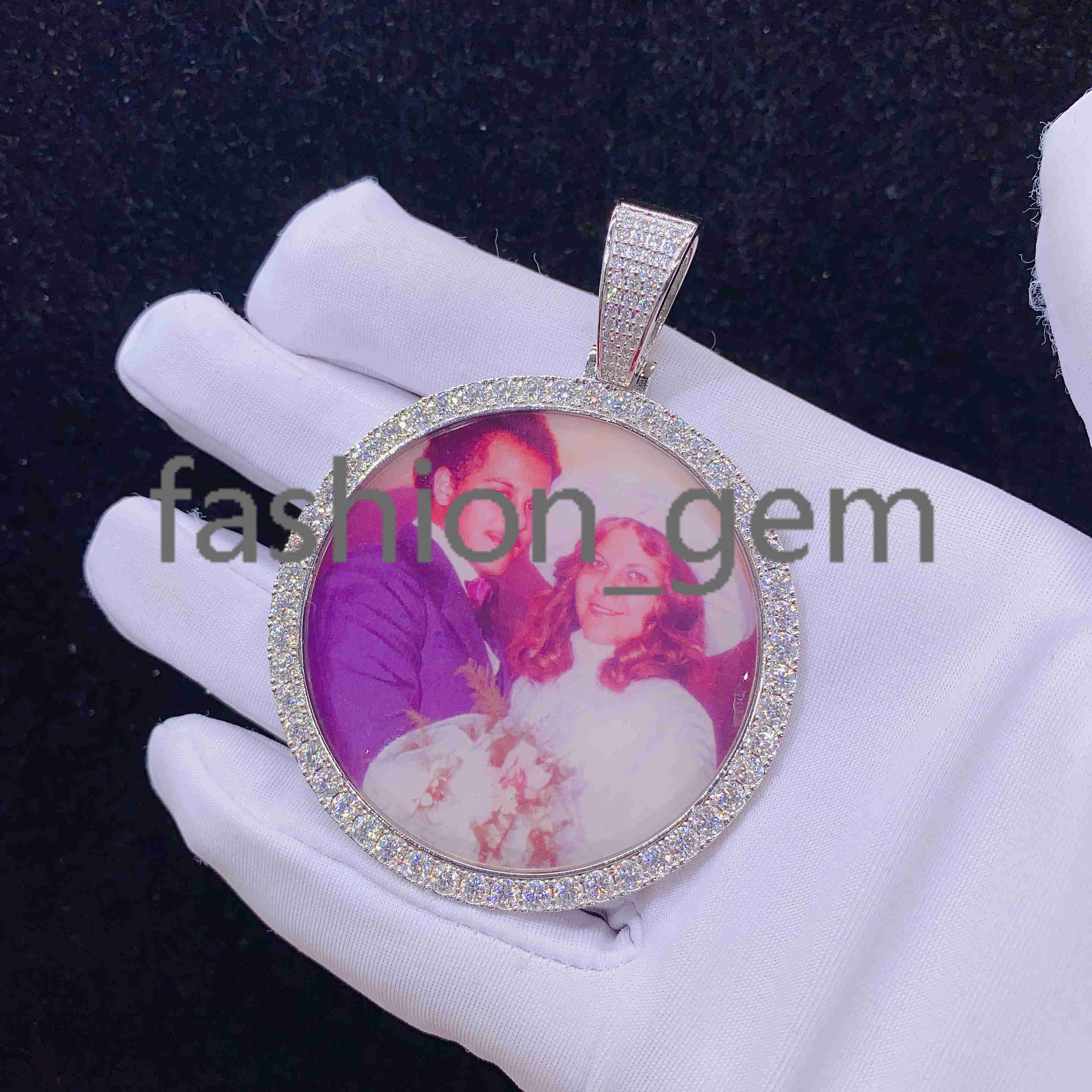 Custom Sterling Silver Iced Out Hip Hop Moissanite Diamond Picture Frame Memory Pendant