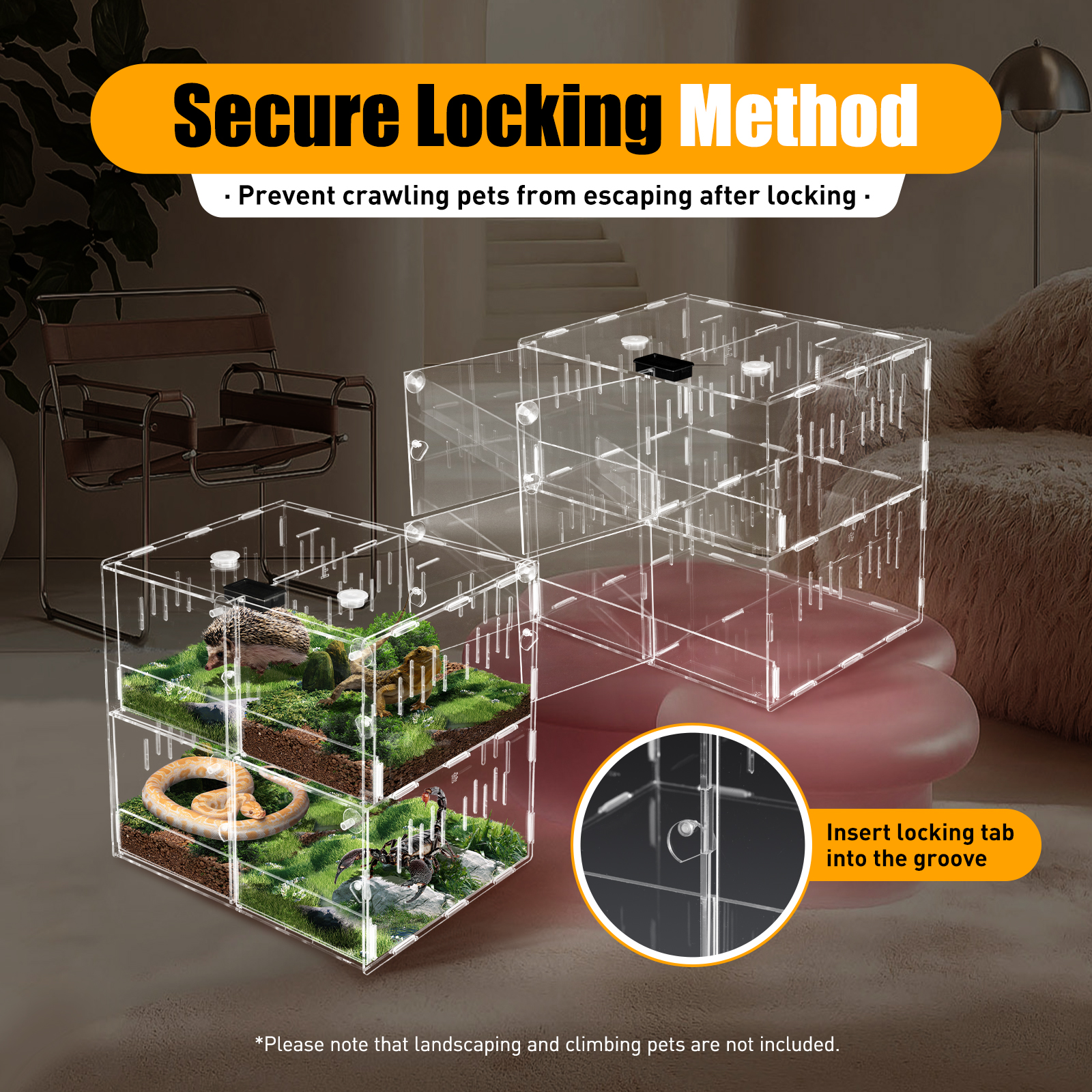 4-Tier Acrylic Reptile Terrarium Transparent Climbing Pet Enclosure for Lizards Small Animals Multi-Level Habitat for Bedroom Office Laboratory Decor