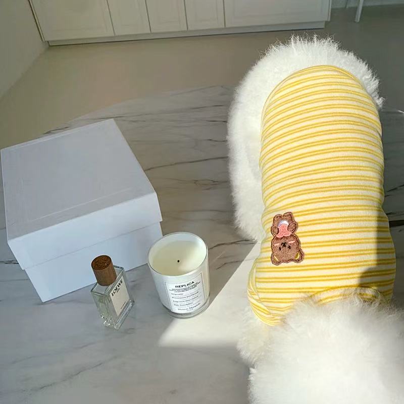 T855 Autumn new Teddy bottoming shirt Bichon Pomeranian Poodle cat small dog clothes striped T-shirt