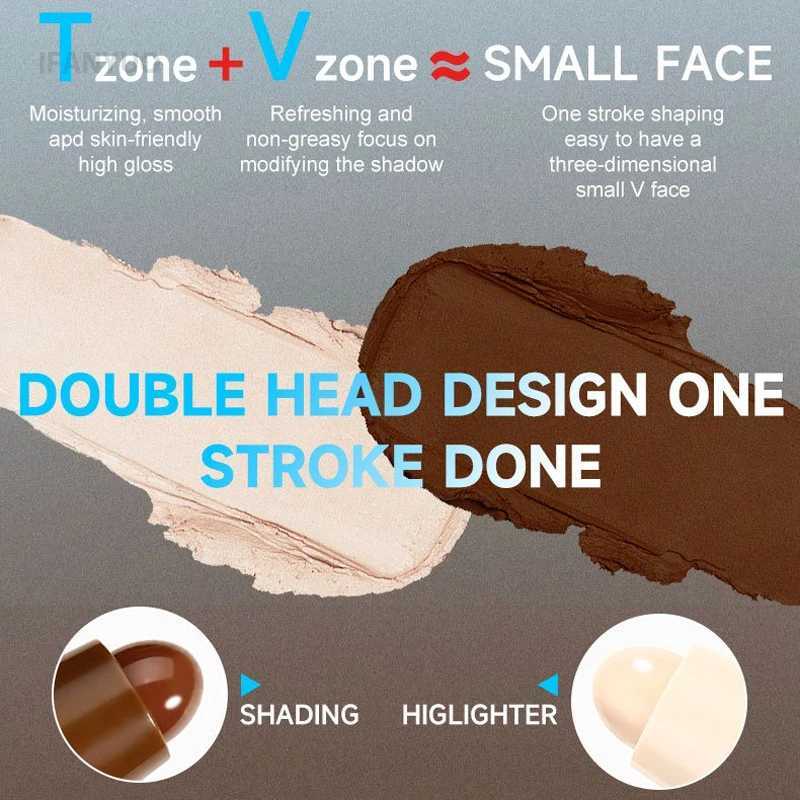 Contour Stick Double-Ended Highlight and Shadow Cream Waterproof Full Coverage Concealer Natural Finish Makeup for All Skin Tones XJ250618