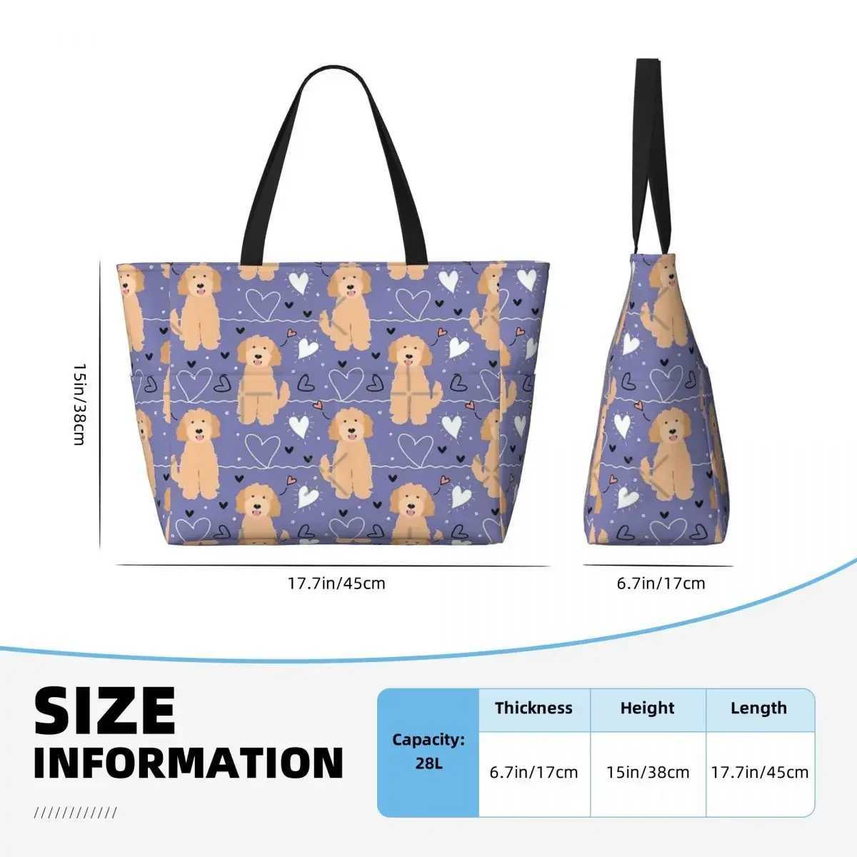 LOVE Apricot Blonde Goldendoodle Dog Beach Travel Bag Tote Customizable Shopping Gifts Shoulder Multi-Style Pattern W250618