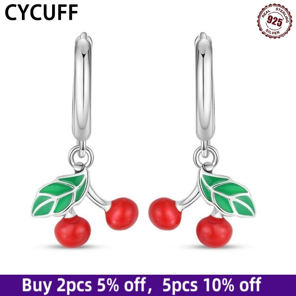 CYCUFF S925 Sterling Silver Women Romantic Hoop Earrings Exquisite Fruit Cherry Earrings Birthday Party Trend Jewelry Gifts 250617