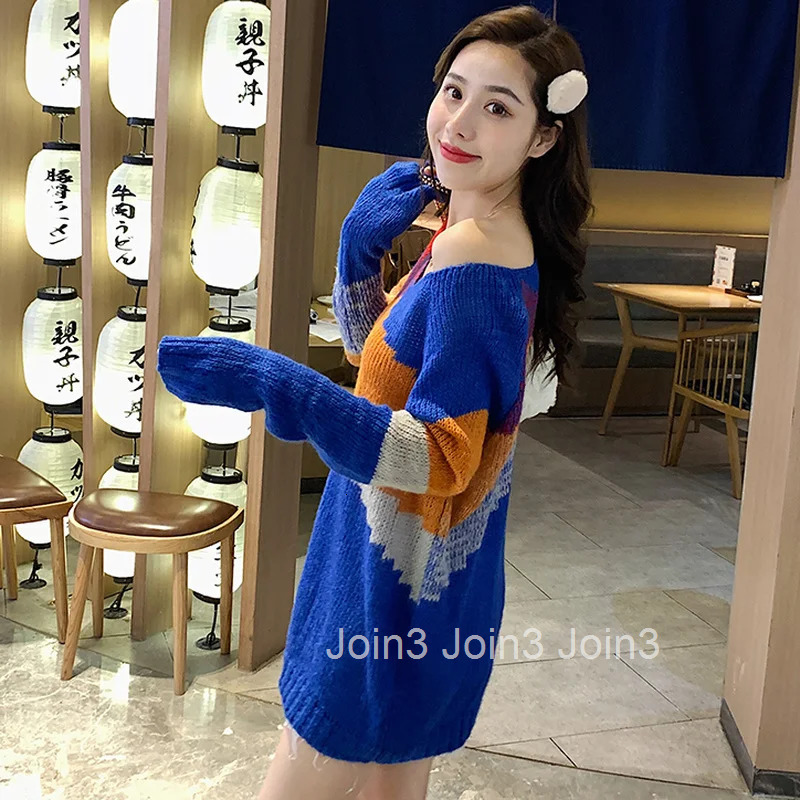 Pink Blue Long Knitted Top for Women Green Ladies Sweaters 2025 New Collection Streetwear Sale Crochet Autumn Winter In Pullover
