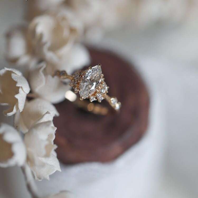 March Dream Wedding Trend Luxury Edition High-Quality Color High Carbon Diamond Ring