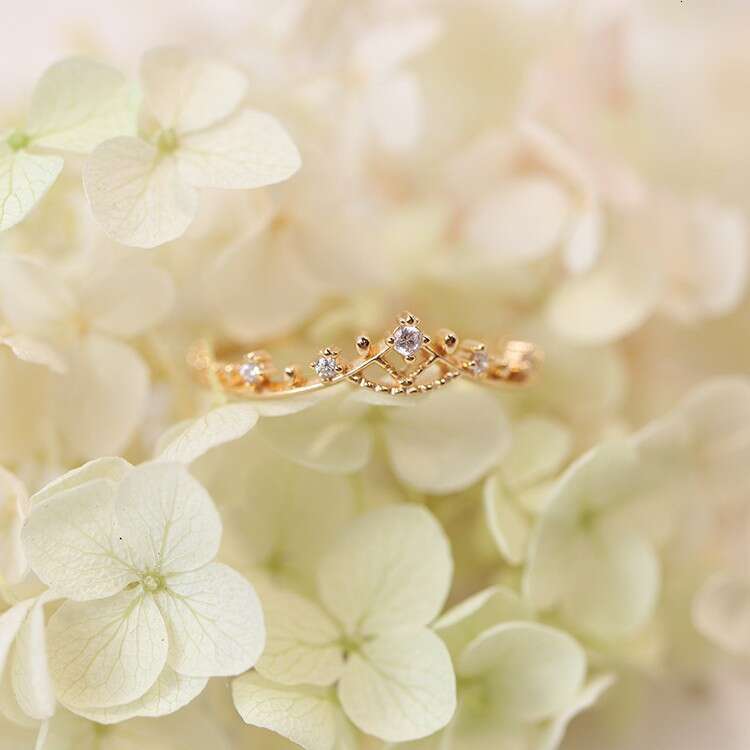 Lily of the Valley Flower Language Same Style Hollow Crown Lace Stackable Tail Light Luxury Versatile Ring