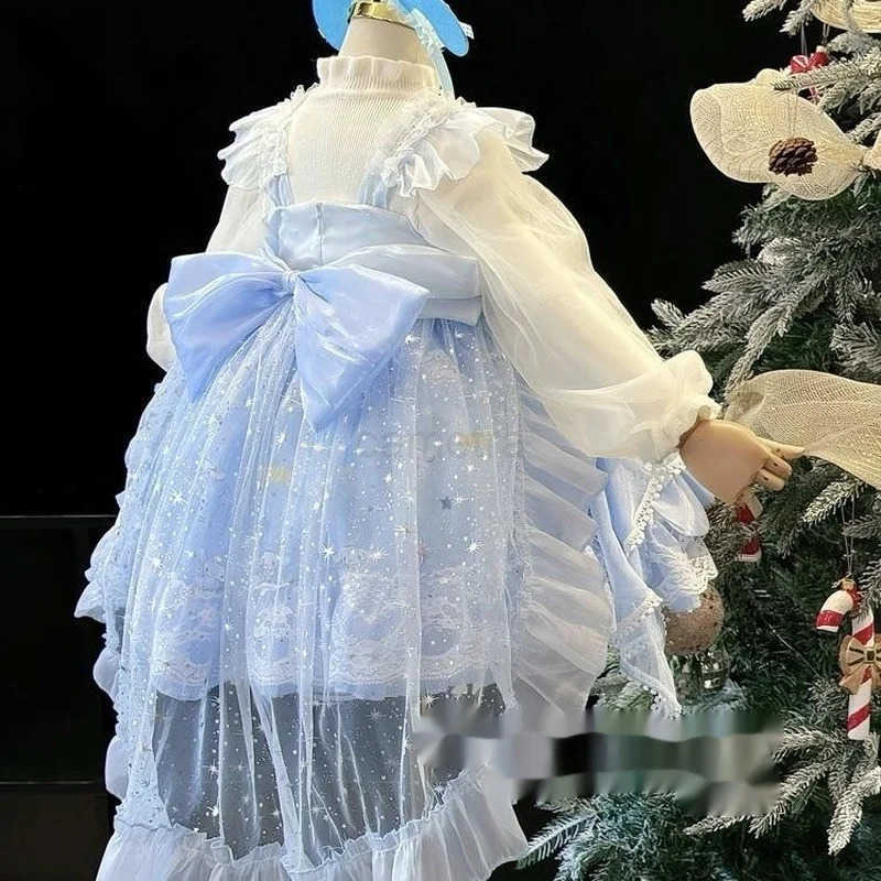 Sanrio Cartoon Cinnamoroll Cosplay Princess Dress New Children Lolita Princess Dress Girls Birthday Ball Evening Dress Christmas GiftXJ250618