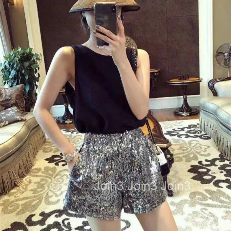 Woman Short Pants Wide with Rhinestones Sequin High Waist Shorts for Women Harajuku Fashion Outfits Normal Flowy Youthful Hot XL