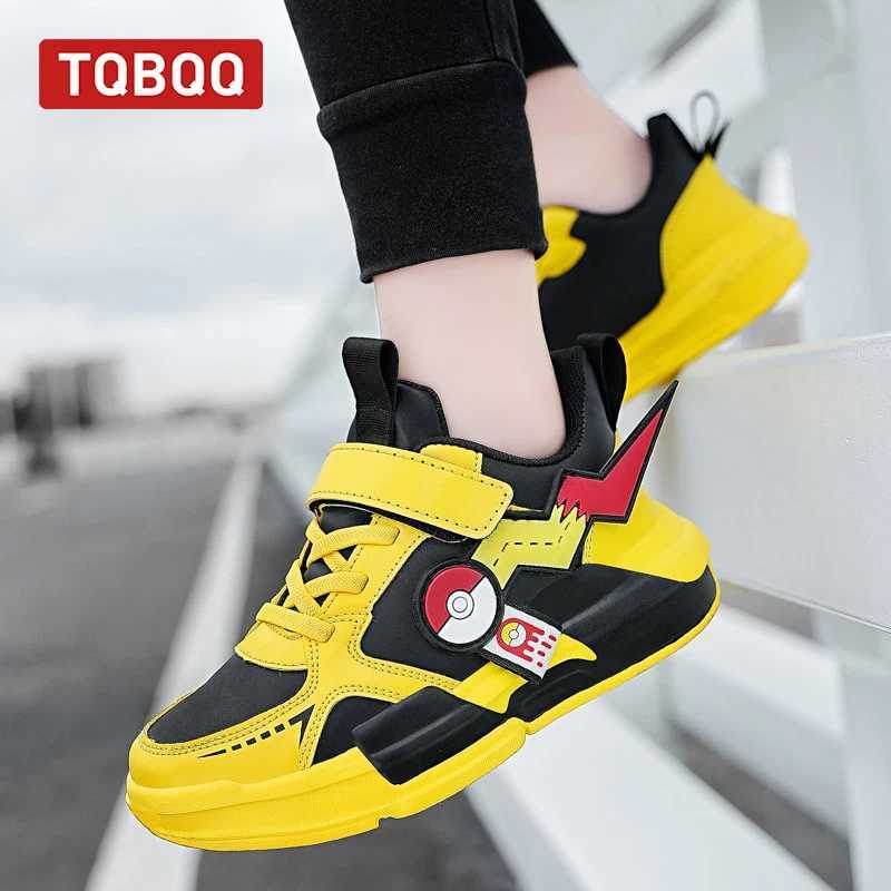 Kids Waterproof Leather Fashion Sneakers Boy and Girl Cute Sports Shoes Childrens Street Casual Walking Shoes - Yellow Z250618