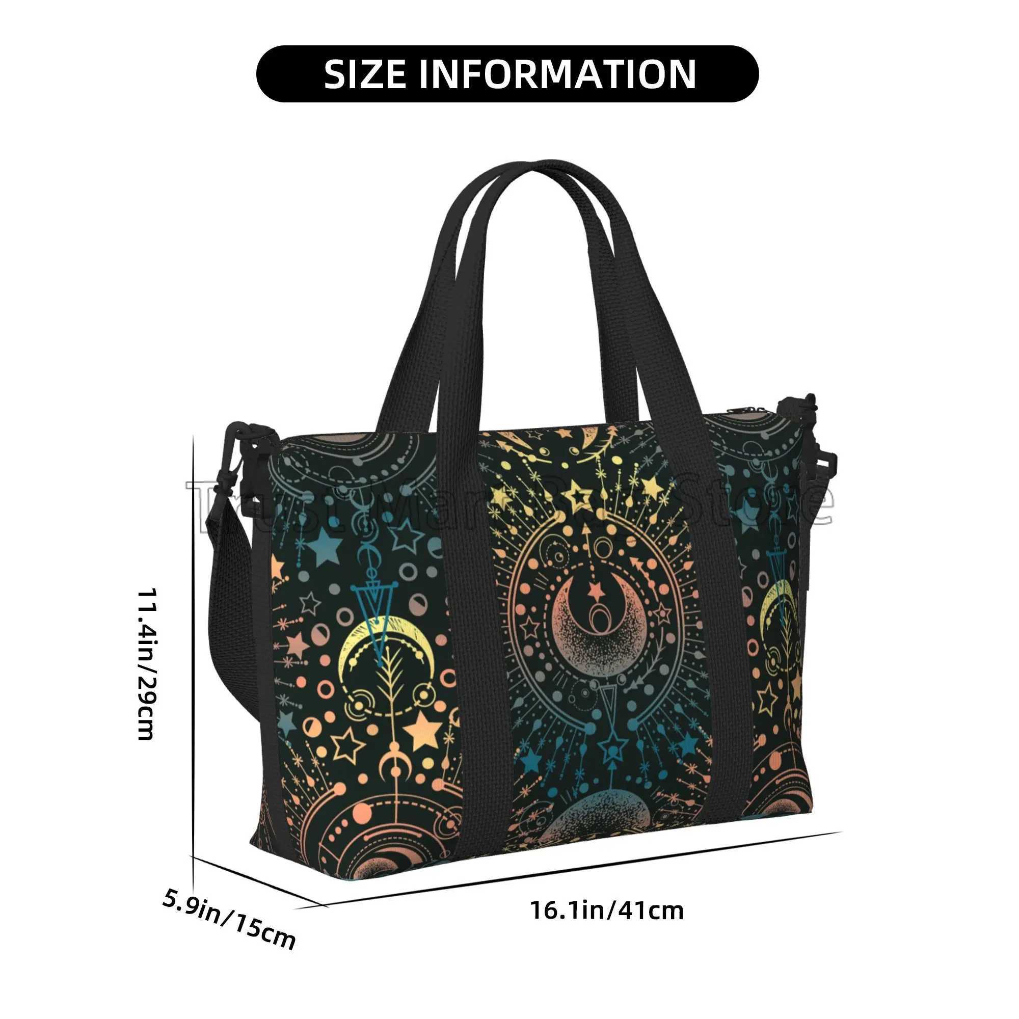 Moon Star Alchemy Magical Print Travel Duffel Bags Unisex Waterproof Sports Gym Handbags Overnight Weekender Luggage Bag W250618