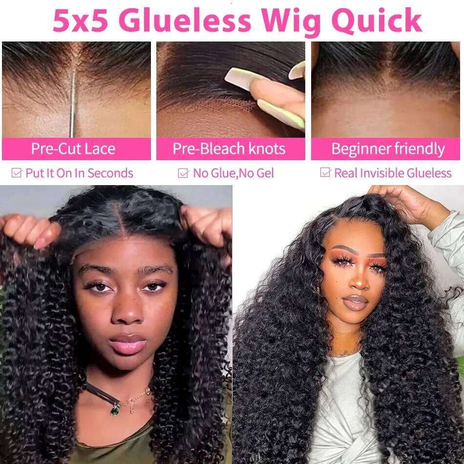 Deep 5x5 Closure Ready To Wear Glueless Wigs Pre Cut Curly Human Hair Water Wave 13x4 HD Lace Frontal Wig 200%