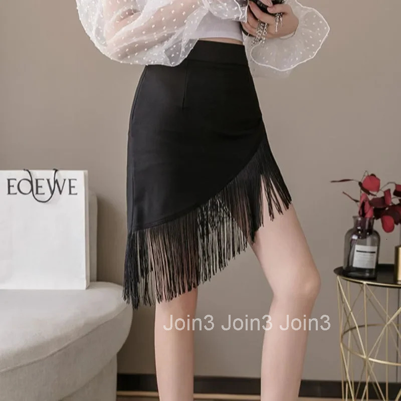 Woman Skirt Black Pants Wrap High Waist Tight Chorts Fringe Skirts for Women Stylish Korean Style Y2k Vintage Casual Premium V