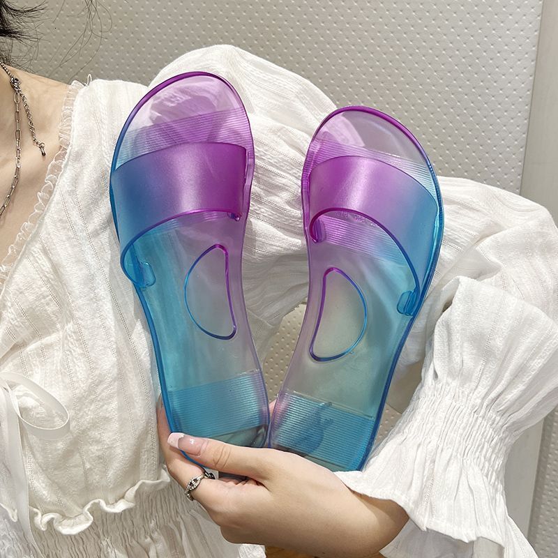 New women's transparent crystal shoes summer outdoor fashion Korean style anti slip women's sandals designer sandals home slippers