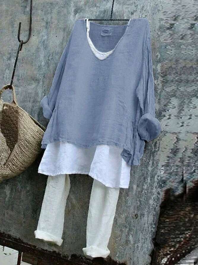 Summer New Women's Loose Casual Long Sleeve 3D Printed Pullover T-Shirt B5