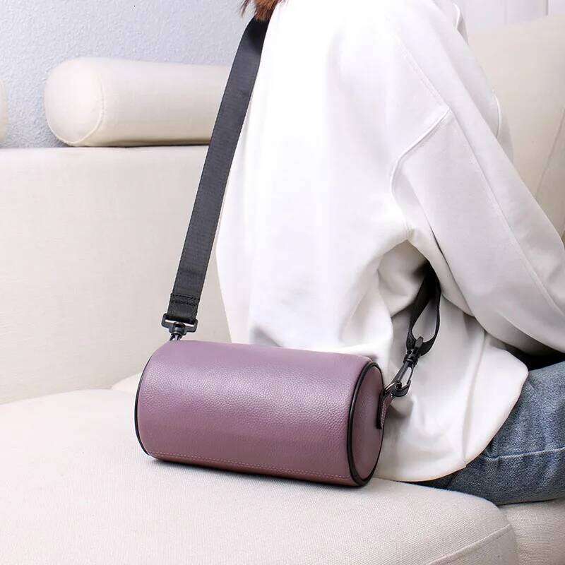 Ladies' Boston Cowhide Leather Cylindrical Shoulder Crossbody Bolsos Mujer Bags For Women Sac De Luxe Femme Kuromi