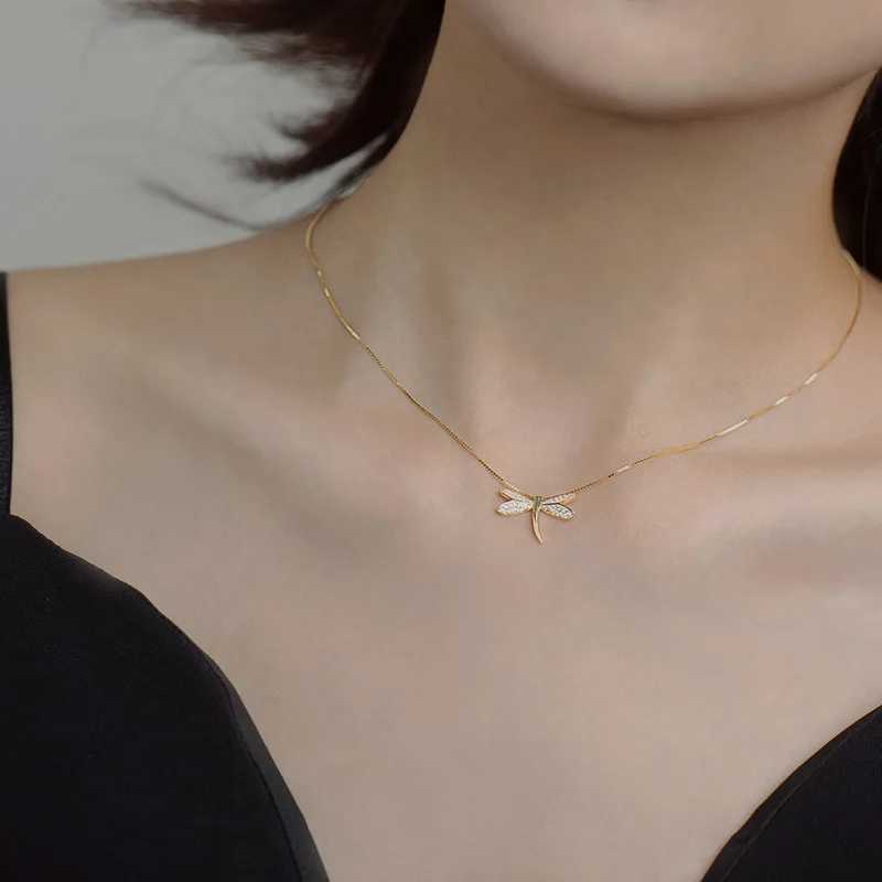 FOXANRY Silver Color Clavicle Chain Necklace for Women Trendy Elegant Charming Sparkling Zircon Dragonfly Bride Jewelry W250618